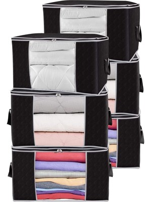 About The Perfect 6 Adet Büyük Boy Siyah Yastık Yorgan Kazak Hurcu, 75X40X40, Şık ve Konforlu Set