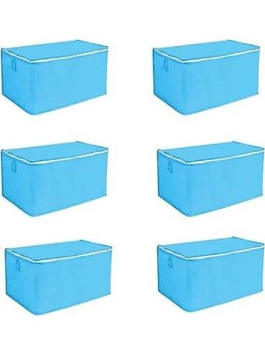 About The Perfect Mavi Renkli 4'lü Büyük Boy Çok Amaçlı Yorgan ve Eşyalar Için Hurç Seti