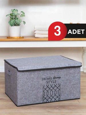 About The Perfect Gri Keçe Kapaklı Mega Plus Kutu 57X41X31 Cm, 3 Adet, Şık ve Kullanışlı Depolama Çözümü
