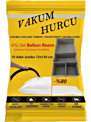 About The Perfect 10'lu Büyük Boy Vakumlu Hurç Seti, 73X130 Cm, Beyaz