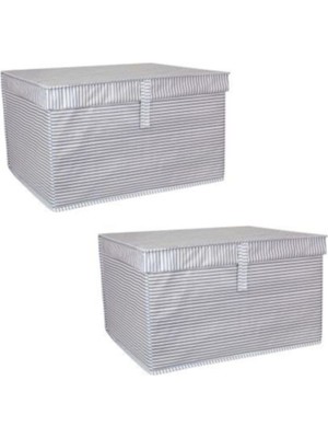 About The Perfect 2 Adet Kapaklı Çok Amaçlı Çamaşır ve Saklama Kutusu 50X40X30 Gri