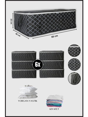 About The Perfect 6 Adet Büyük Boy Bazaaltı Hurç Saklama Çantası, 65X45X22, Çiçek Desenli, Gri