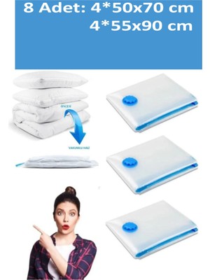 About The Perfect Vakumlu Hurç Yorgan Hurcu Valiz Düzenleyici Set 8'li, 4 Large+4 Xlarge