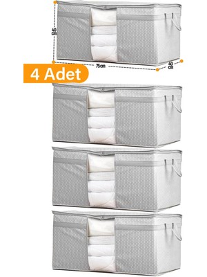 About The Perfect 4 Adet Pencereli Yastık Yorgan Hurcu 75X40X40 cm Gri Benekli Set