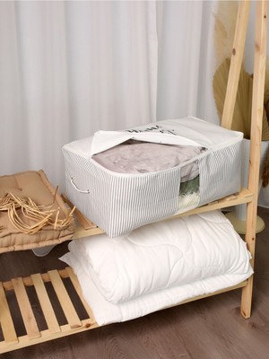 About The Perfect Yıkanabilir Pamuklu Gri Yazılı Düzenleyici Hurç 21X28X52CM