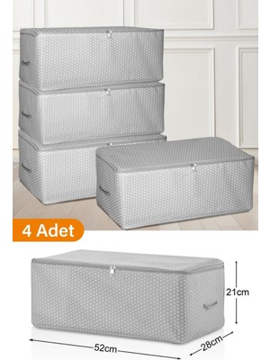 About The Perfect 4'lü Gri Benekli Küçük Boy Baskı Detaylı Hurç Seti