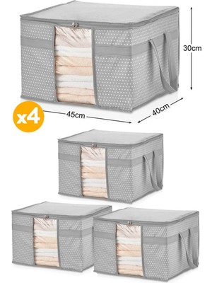 About The Perfect 4 Adet Pencereli Kazak Hurcu 45X40X30 cm Gri Benekli, Şık ve Kullanışlı Set