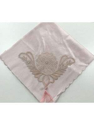 About The Perfect Püsküllü Saten Bohça, Şık ve Zarif Çeyizlik Hediye Paketi, Pudra Renk Seçeneği