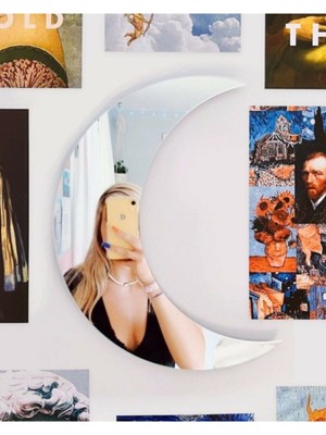 Ay Figürlü Dekoratif Pleksi Ayna, Şık ve Modern Tasarım.