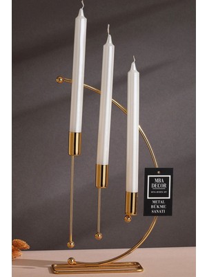 Altın Renk Metal 3'lü Mumluk Seti, Şık ve Dekoratif Ev Aksesuarı