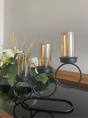 Şık Siyah Halka Mumluk, Dekoratif ve Zarif Aksesuar