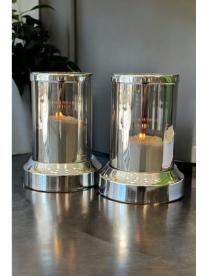 2'li Kristal Şamdan ve Mumluk Takımı, Şık Gümüş Tasarım