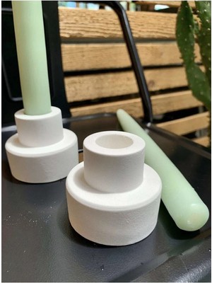 Kırık Beyaz 2'li Dekoratif Mumluk Seti, Şamdan ve Obje Şıklığı