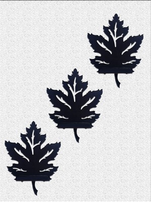 3'lü Ahşap Çınar Yaprağı Mumluk Duvar Dekoru Siyah