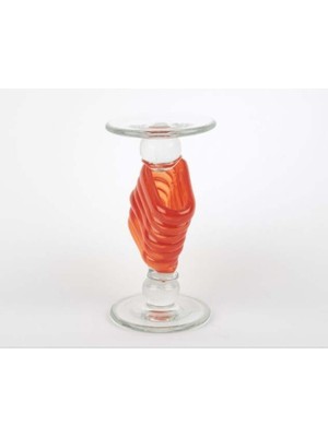 Kırmızı Cam Mumluk, 12X23 Cm, Şık ve Şeffaf Tasarım