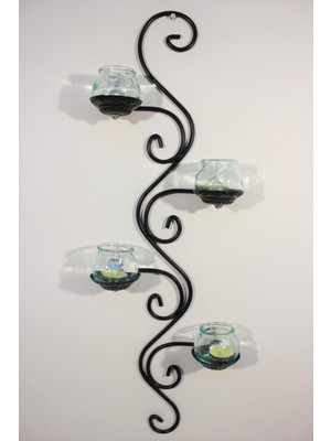 Şeffaf Camlı Ferforje Duvar Mumluğu, Şık ve Modern Tasarım ile Evinizi Güzelleştirir