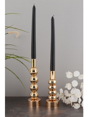 2'li Gold Kaplama Metal Mumluk Seti, Şık ve Dekoratif Aydınlatma Parçası