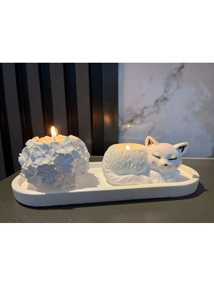 Iki Parçalı Sevimli Kedi Mum Seti, Hediye ve Dekorasyon Için Ideal