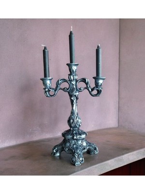 3 Kollu Oymalı Şamdan, Zarif ve Şık Ev Dekorasyonu Aksesuarı