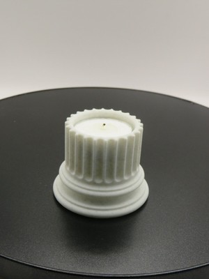 Antik Sütun Tasarımlı Beyaz Mermer Görünümlü Tealight Mumluk + Mum