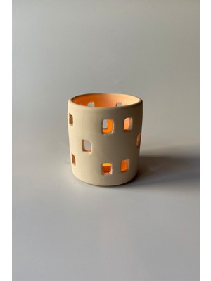 Gözenekli Bej Tealight Mumluk, Şık ve Doğal Dekorasyon Için Ideal