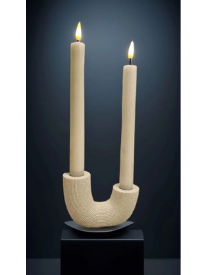 Beyaz Mermer Desenli Şamdan, 3D Yazıcıyla Üretilmiş Modern ve Zarif Tasarım