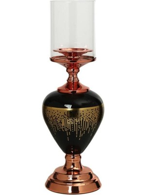 Renkli Bronz Şamdan, 41 Cm, Estetik ve Şık Dekoratif Aksesuar