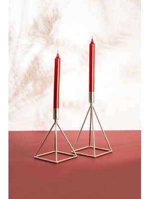 Şamdan Mumluk, Metal, Paslanmaz, Gümüş Kaplama, 2'li, Dekoratif, Şık Tasarım