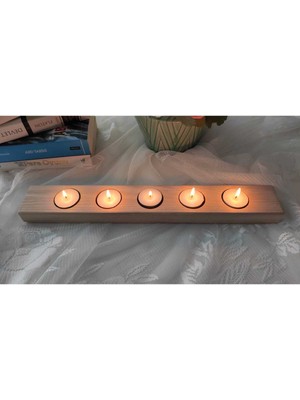 Doğal Ahşap Şık Mumluk, Modern ve Zarif Tasarım, Ev Dekoru Için Ideal Seçenektir