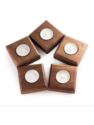 Şık Ahşap Mumluk Seti, Doğal ve Sıcak Atmosfer Için Ideal.