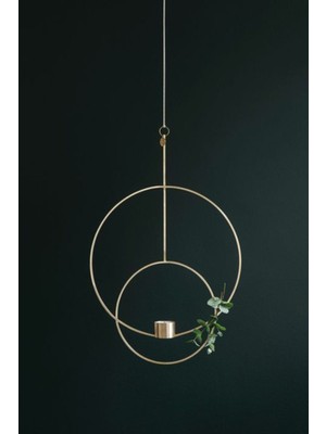 Dairesel Tekli Sarkıt Mumluk, Şık ve Modern Tasarım, Altın Renkli, Ev ve Dekorasyon Için