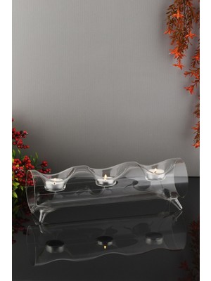 3'lü Sıralı Cam Mumluk Seti, Şeffaf ve Şık Tasarım