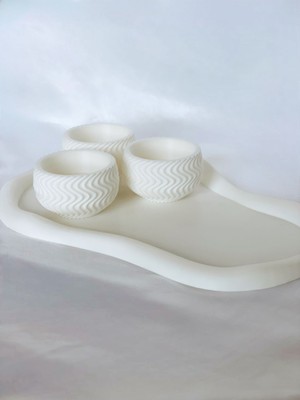 Modern 3'lü Mumluk Seti Beyaz Şık ve Şık Dekoratif Aksesuar