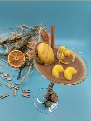 El Yapımı Kakao ve Tarçın Kokulu Soya Mumu, Kahverengi, Doğal ve Şık Tasarım