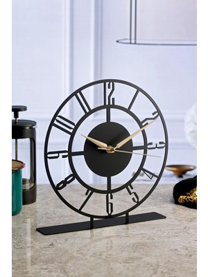 Modern Siyah Metal Masa Saati 25X23CM, Şık ve Kullanışlı Tasarım