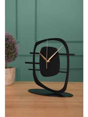 Şık Siyah Metal Masa Saati 21X23CM, Modern ve Zarif Tasarım