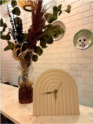 El Yapımı Bohem ve Iskandinav Tarz Masa Saati, 17X17CM, Şık ve Fonksiyonel