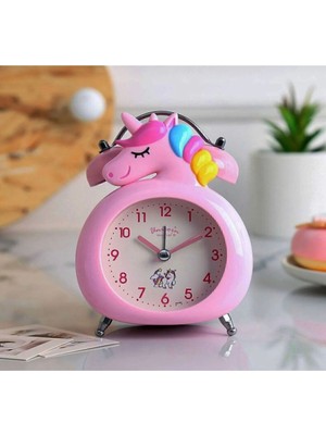 Işıklı ve Alarmlı Unicorn Masa Saati, Çift Çanlı, Dekoratif ve Şık Tasarım