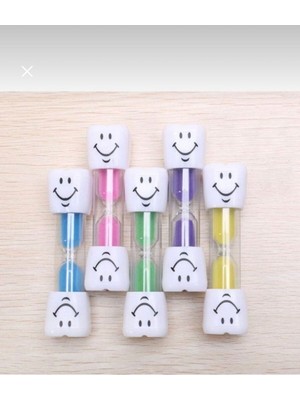 Neşeli Gülen Yüzlü 9 cm Kum Saati, 1 Dakika Süreli, 5'li Paket, Sarı Renk