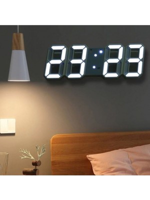 Modern 3D Dijital Saat, Siyah Beyaz, Masa ve Duvar Için Şık Tasarım