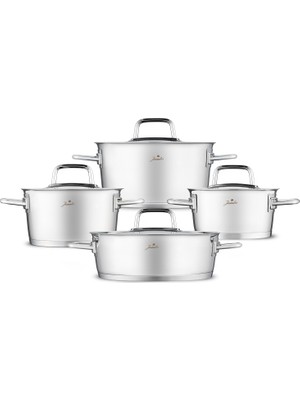 Jumbo Felix 8 Parça 26 cm Paslanmaz Çelik Derin Tencere Seti – Isıya Dayanıklı, Şık ve Dayanıklı Tasarım