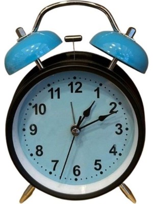 Büyük Boy Nostaljik Mavi Renkli Metal Işıklı Çanlı Çalar Saat