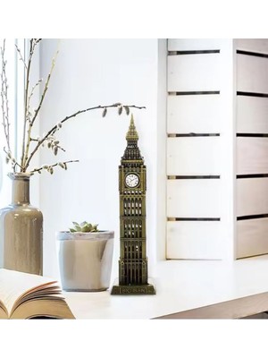Bakır Metal Big Ben Masa Saati, Retro Vintage Dekor ve Hediyelik Süs Eşyası