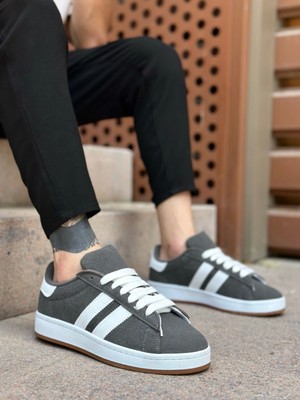 BA0235 Boa Iki Çizgili Füme Erkek Günlük Ayakkabı