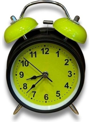 Büyük Boy Nostaljik Yeşil Renkli Metal Işıklı Çanlı Çalar Saat