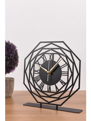 Şık Siyah Metal Masa Saati 25X23CM, Modern ve Zarif Tasarım