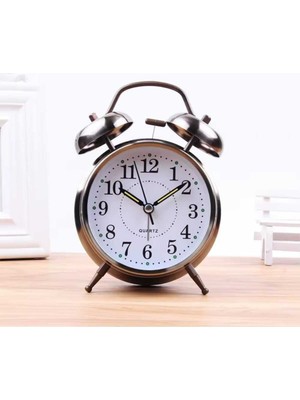 Fosforlu Işıklı Çift Çanlı Yüksek Sesli Büyük Boy Masa Saati