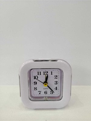 Beyaz Kare Nostaljik Dekoratif Çalar Işıklı Masa Saati