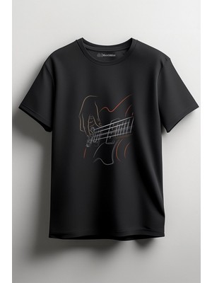 Merch&ice Gitar Baskılı Unisex T-Shirt Siyah