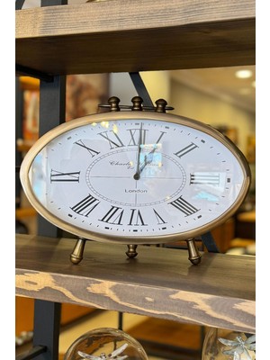 Şık Oval Metal Masa Saati 35X27 Cm, Modern ve Zarif Tasarım